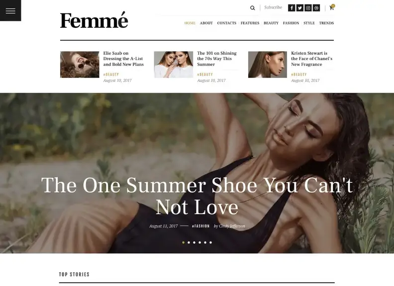 Femme - O temă WordPress pentru reviste și bloguri de modă online