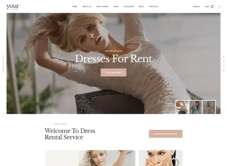 Votre robe |  Thème WordPress pour les services de location de vêtements