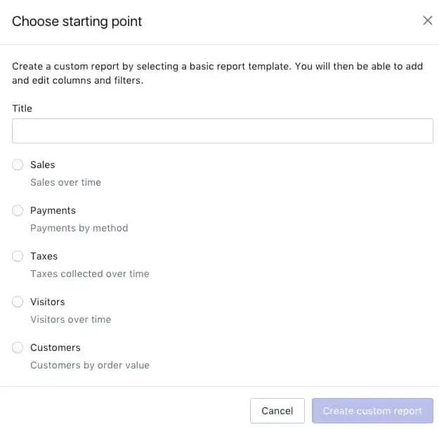 Laporan khusus Shopify