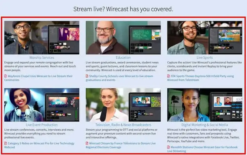 Wirecast Live Stream -begivenheder
