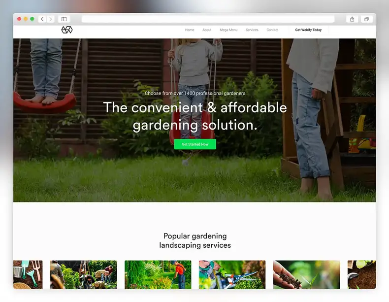 webify jardinage aménagement paysager thème wordpress