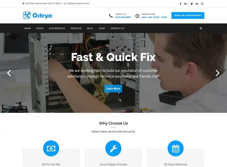 Ostrya Computer Repair Temas de WordPress