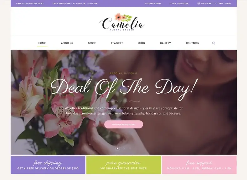 Camélia |  Um tema WordPress de florista por Floral Studio