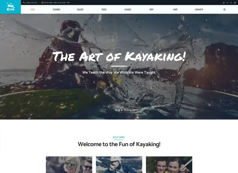 Rivera |  Kayak / Mendayung / Olahraga & Luar Ruangan Tema WordPress