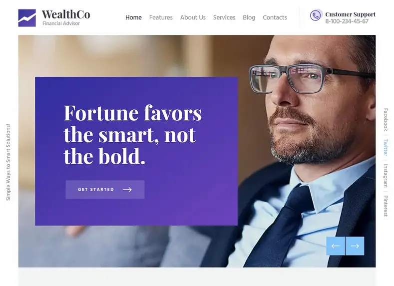 WealthCo - Um tema WordPress de consultoria de finanças e negócios