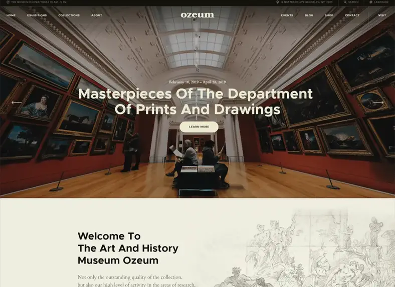 Ozeum |  Thème WordPress en ligne pour galerie d'art moderne et musée créatif + RTL