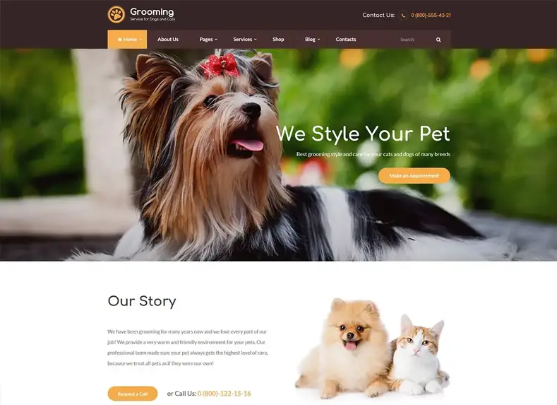 Tema WordPress per la cura degli animali domestici / Negozio di animali / Veterinaria