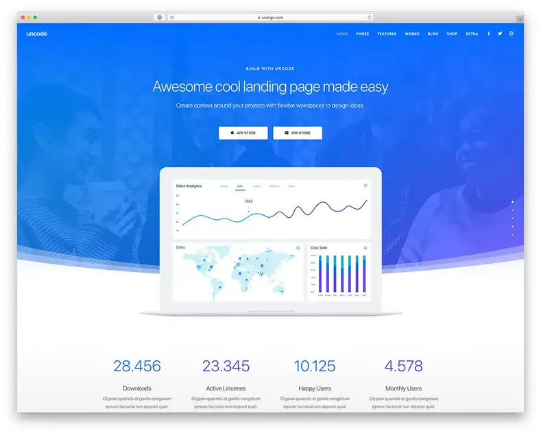 Uncode - Tema WordPress para novas startups de tecnologia