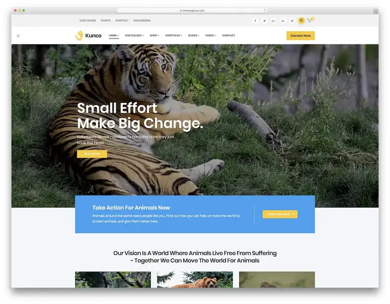 kunco wordpress tema para instituições de caridade sem fins lucrativos
