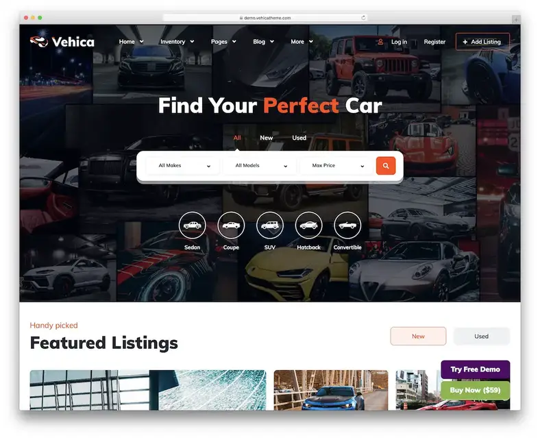 concessionária de carros vehica tema wordpress