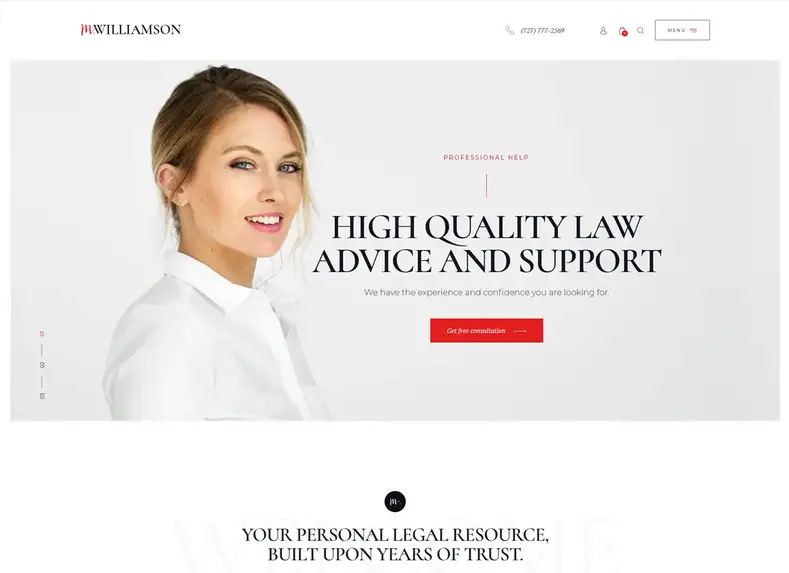M.Williamson |  Tema WordPress untuk pengacara dan penasihat hukum