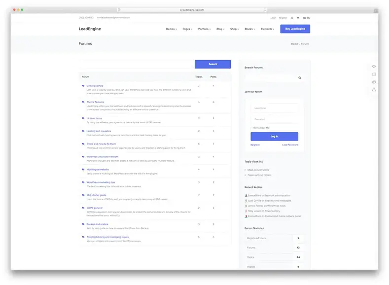 tema do fórum leadengine wordpress bbpress