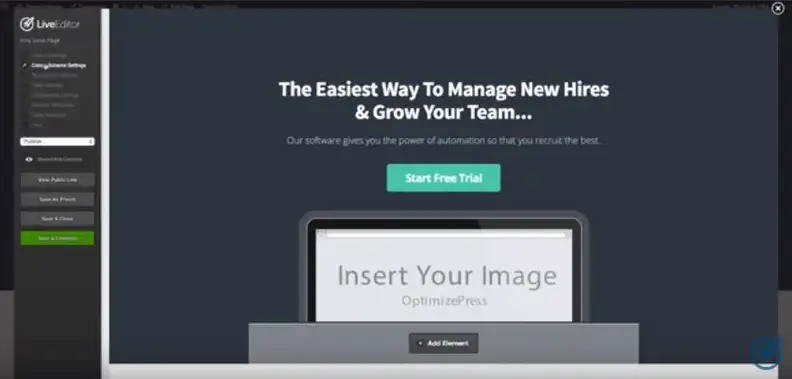 editor live di optimizationpress