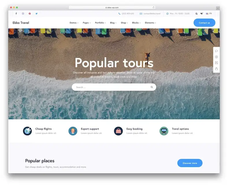 tema de viagem ekko wordpress