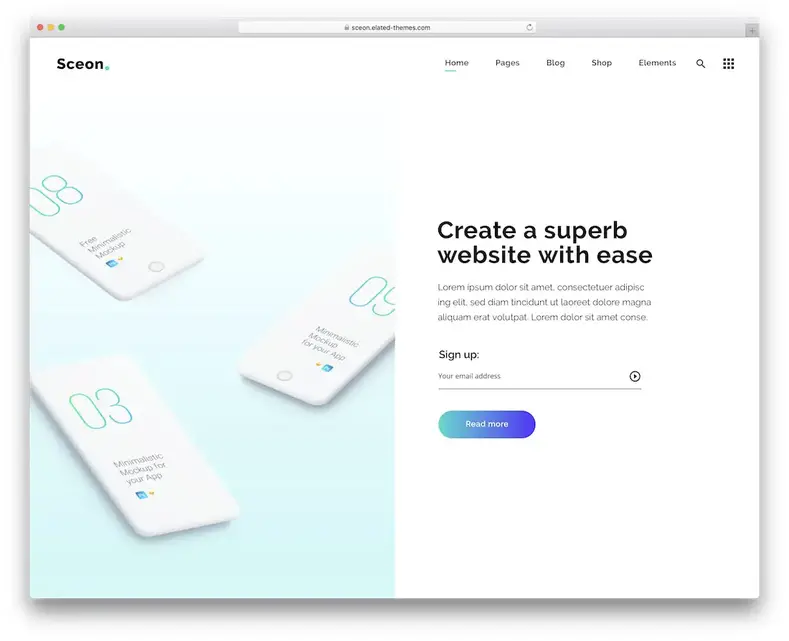 aplicativo sceon mostra tema wordpress