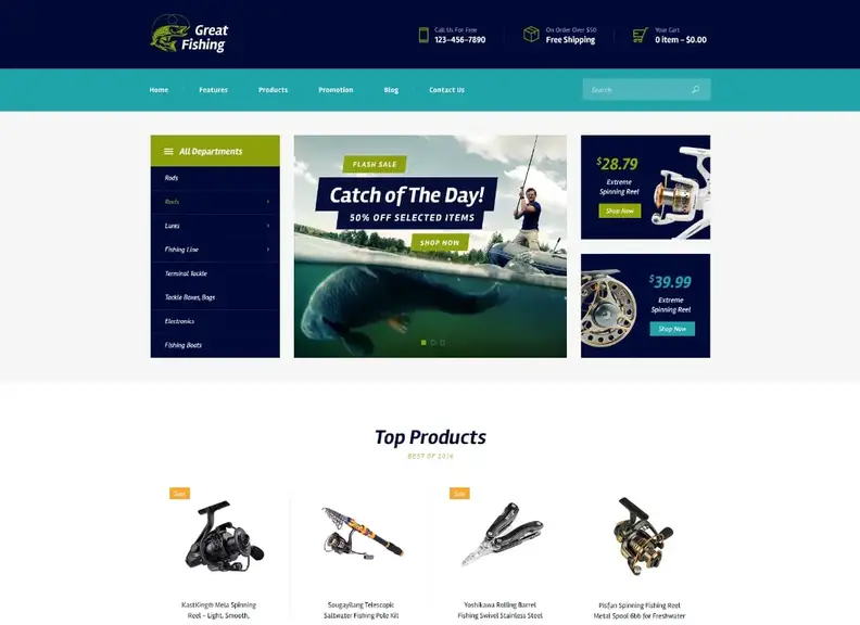 Veľký rybolov |  Rybárstvo a poľovníctvo Hobby téma WordPress