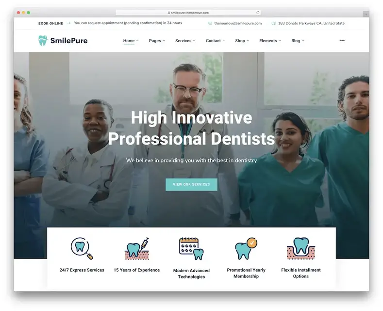 tema de dentista smilepure wordpress