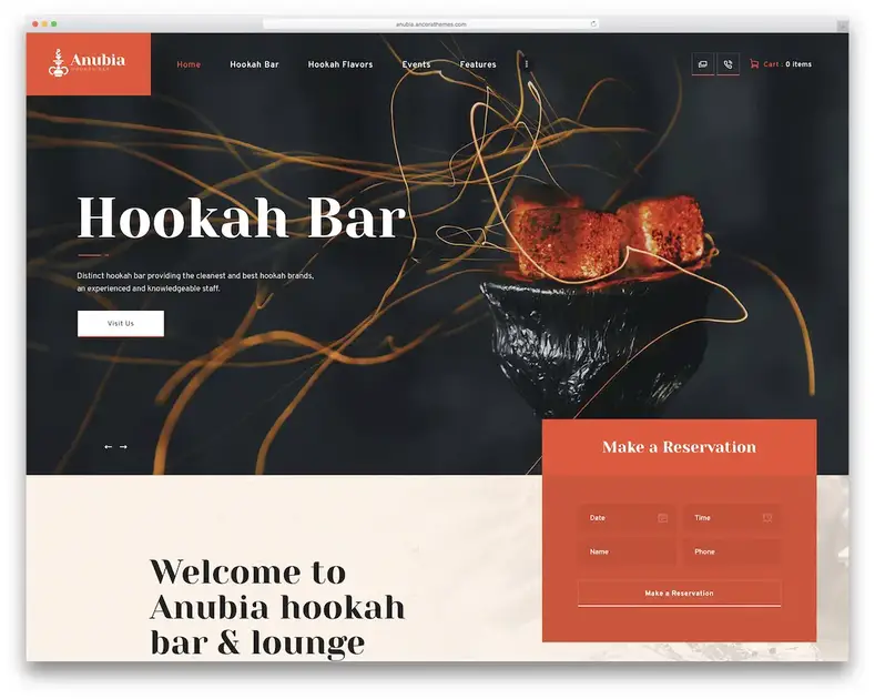 thème wordpress anubia pour bars pubs