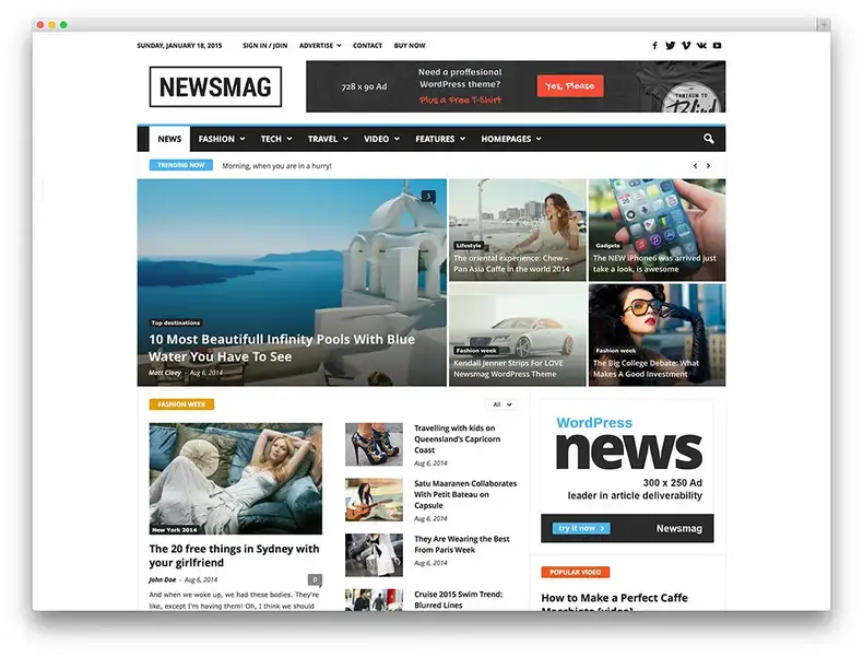 thème minimal du magazine newsmag