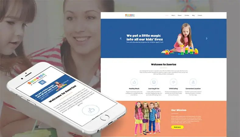 Sunrise - Template Moto CMS 3 untuk Pusat Anak dan Taman Kanak-Kanak