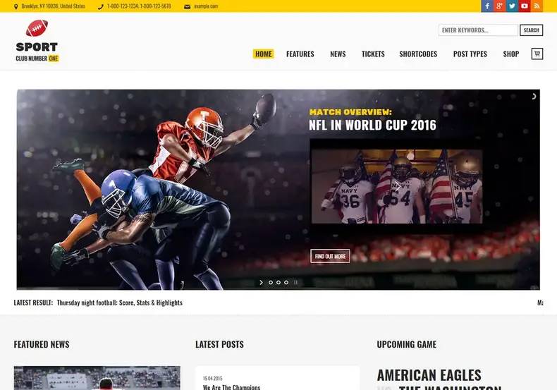 Thème WordPress de baseball de club de sport