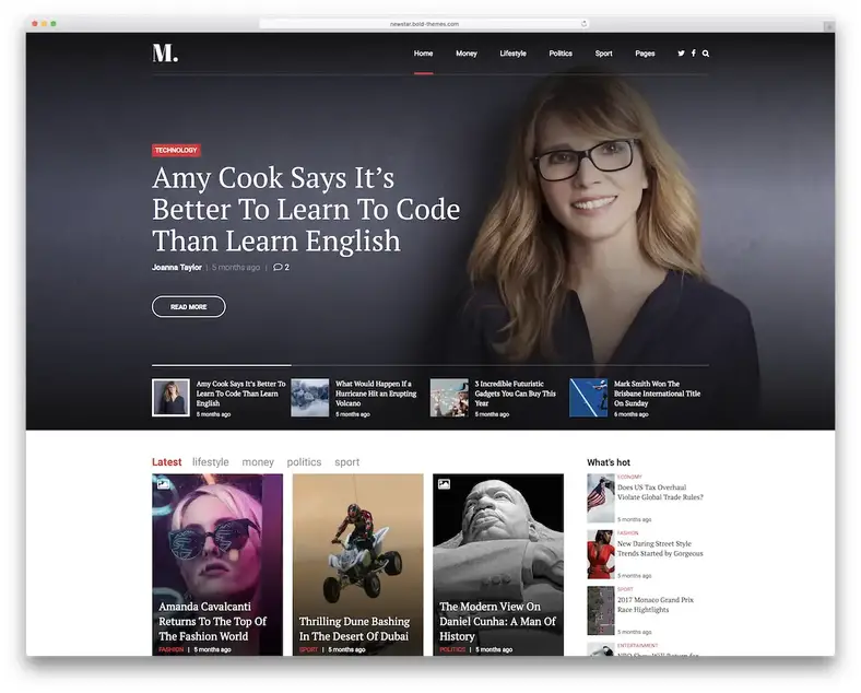 thème wordpress du magazine newstar