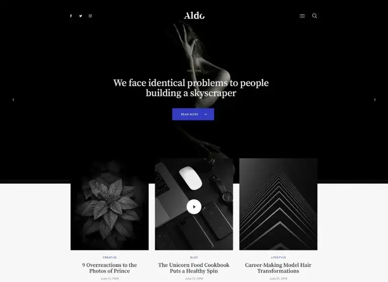 Aldo |  Tema WordPress do Blog Gutenberg