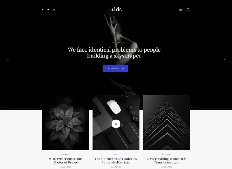 Aldo |  Thème WordPress du blog Gutenberg