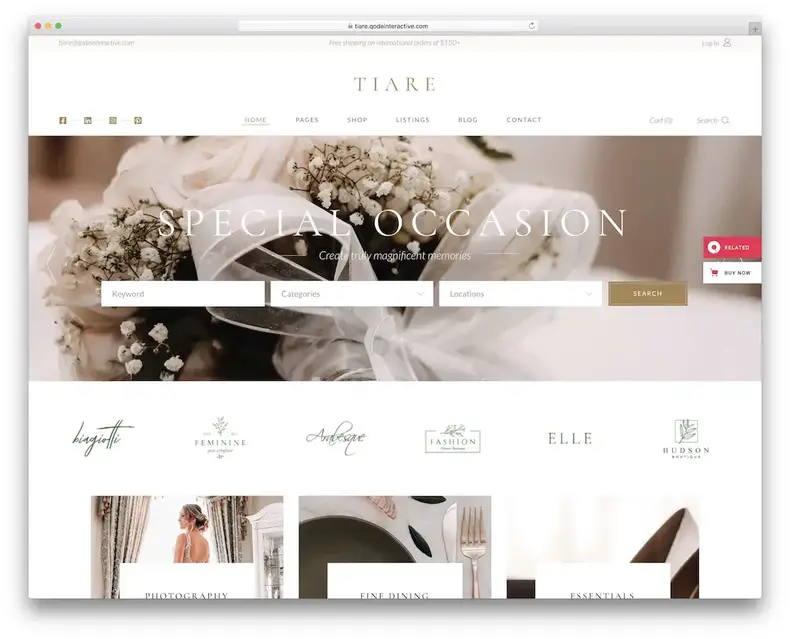 thème de mariage wordpress tiare