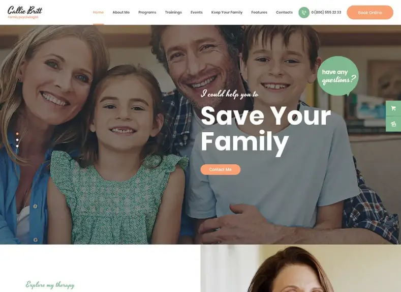 Callie Britt |  Thème WordPress pour la psychologie du counseling familial
