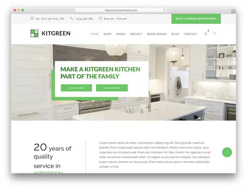 thème wordpress design d'intérieur kitgreen