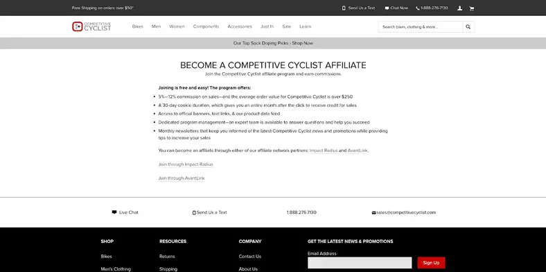 Konkurrencedygtige cyklister Affiliate Program