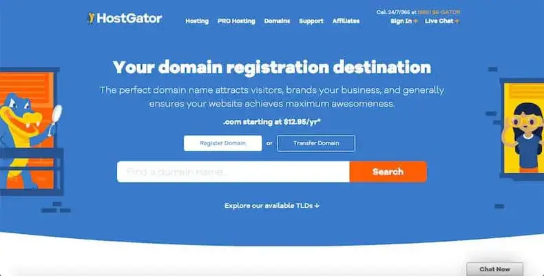 HostGator: domain tingkat atas