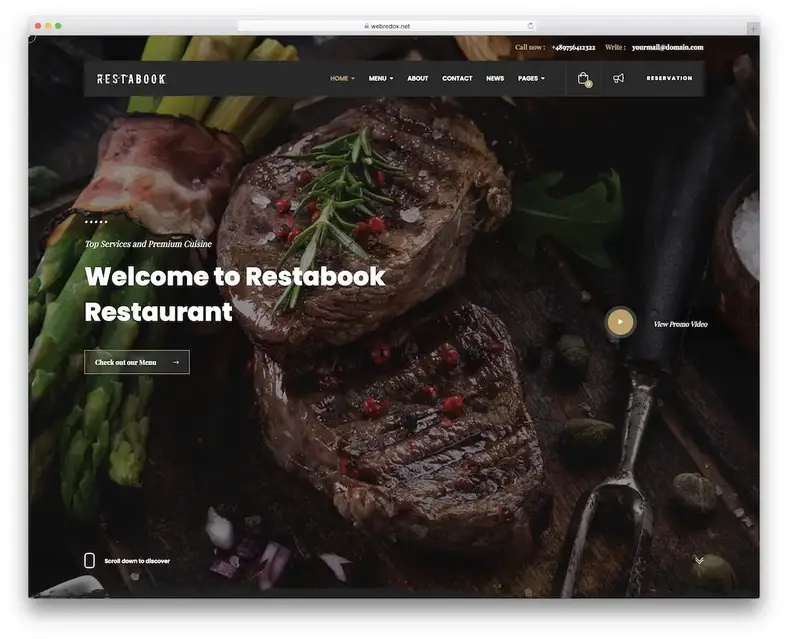 restaurante restabook tema wordpress