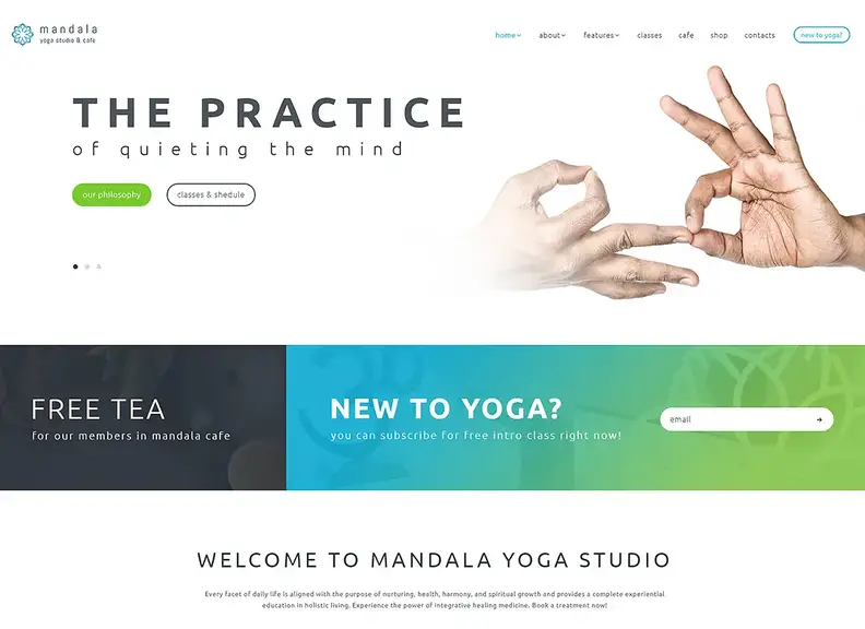 Mandala - Tema WordPress per lo studio di yoga e il centro benessere