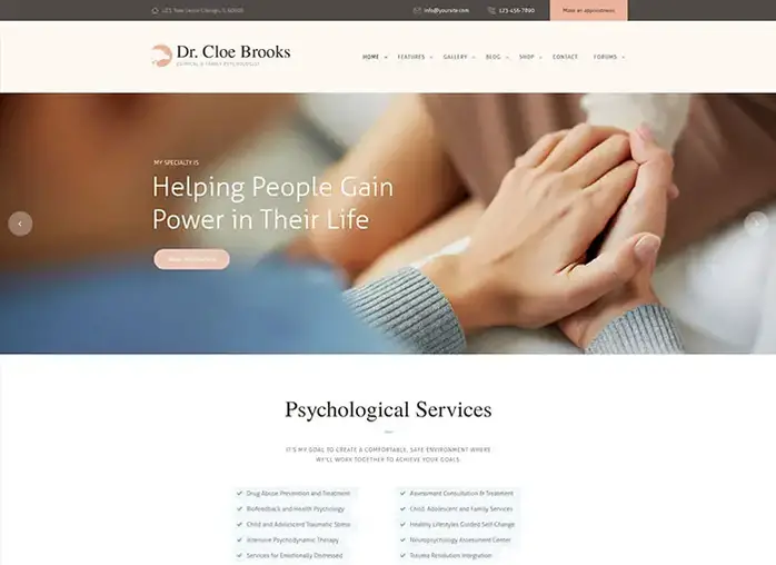 Cloe Brooks |  Psikoloji, Danışmanlık ve Tıbbi WordPress Teması + RTL