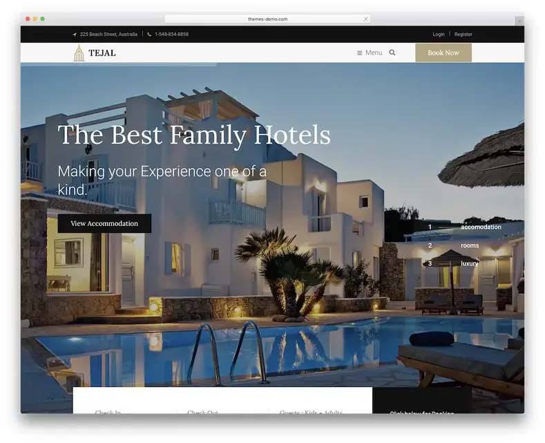 ubin hotel tema wordpress desain luar biasa