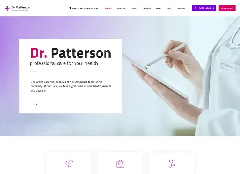 Dr.Patterson |  Sağlık ve Tıp WordPress Teması