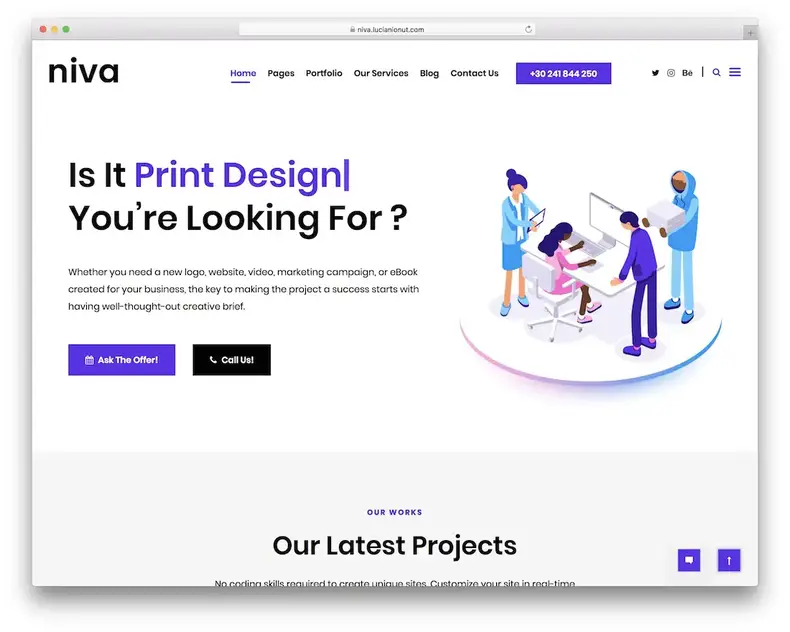 thème wordpress niva pour les indépendants