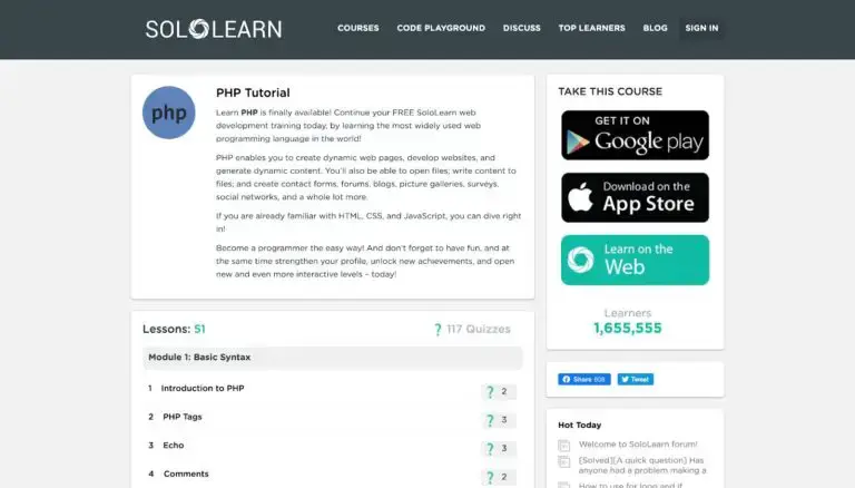 PHP SoloLearn tutoriel