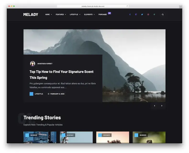 thème wordpress du magazine melady