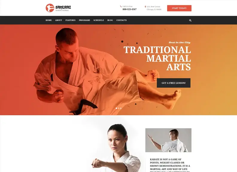 samuray |  Karate Okulu ve Fitness Merkezi için WordPress teması