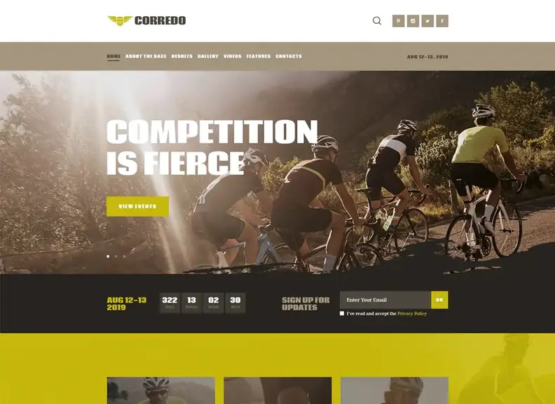 Corredo |  Spor etkinlikleri ve bisiklet yarışları için WordPress teması