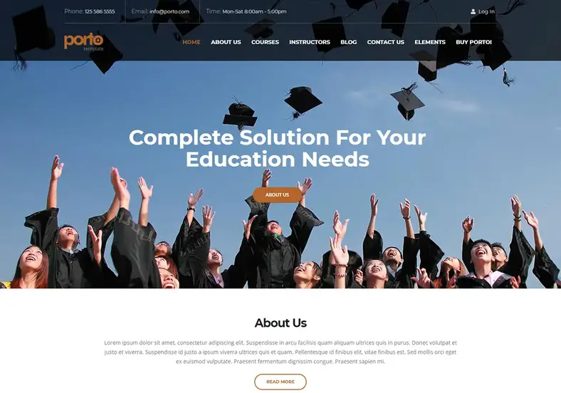 Tema WordPress de Aprendizagem Online Multiuso Porto