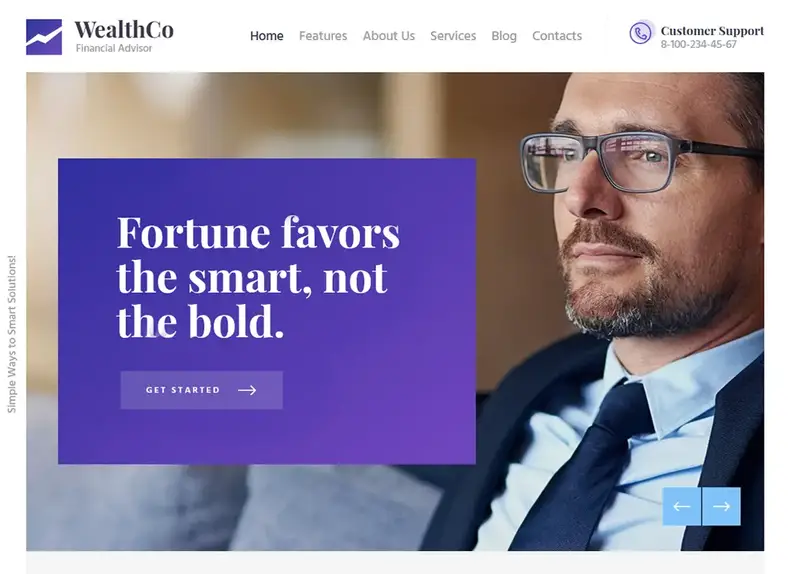 WealthCo |  Un nouveau thème WordPress pour le conseil financier et commercial
