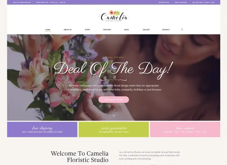 Camellia |  Kvetinárstvo WordPress Téma od Floral Studio