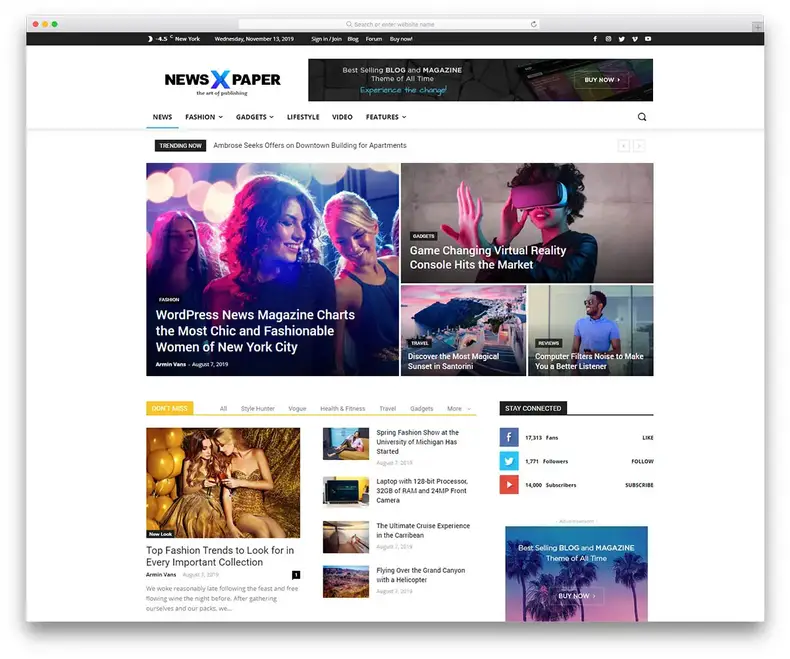 thème wordpress du journal