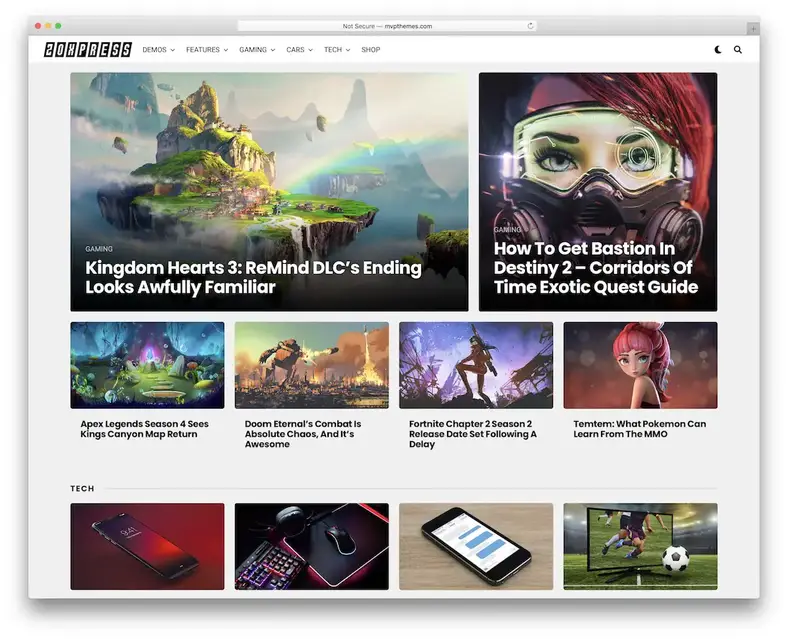 tema wordpress de notícias de jogos zoxpress
