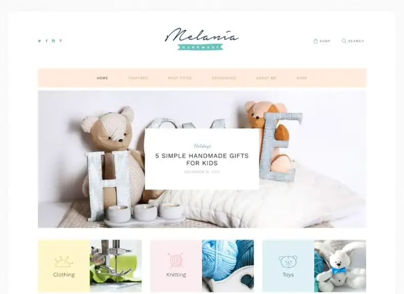 Melanie |  Tema WordPress de loja e blog feito à mão