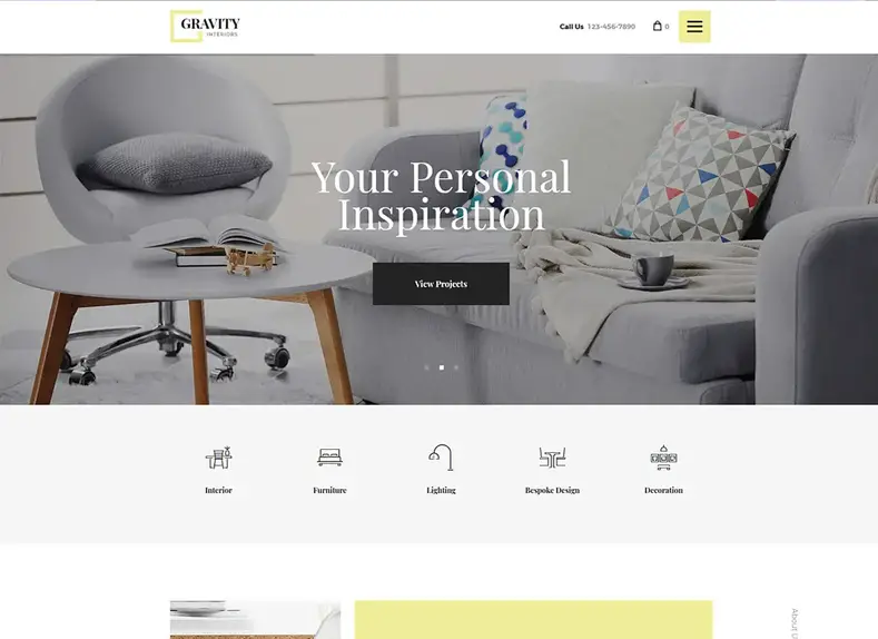 Gravity - Un thème WordPress de magasin de design d'intérieur et de meubles contemporains